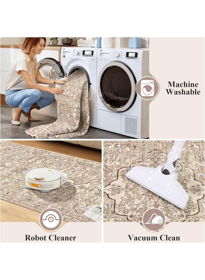 Retro Persian style living room coffee table bedroom carpet - anti slip, stain resistant, easy to clean, washable, soft and comfortable area carpet - Image 3