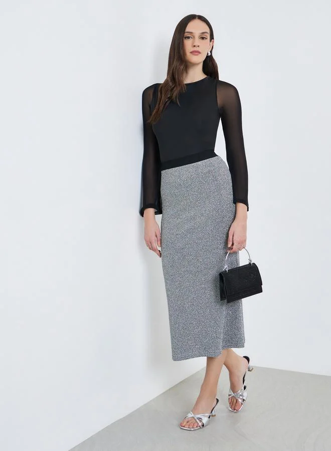 Take Two Women Textured Bodycon Midi Skirt