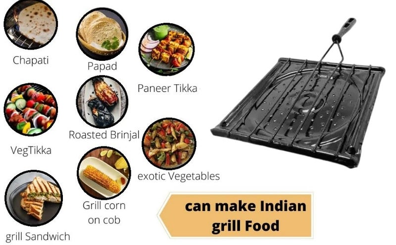 SHREESAMP شواية باربكيو جالي توستر سوداء مع مقبض بلاستيكي قابل للطي بشكل مربع للاستخدام في شوي الخضار والطهي في الهواء الطلق والتخييم والمطبخ المنزلي على موقد الغاز سهل الشوي [20x20x2.5CM] - Image 5