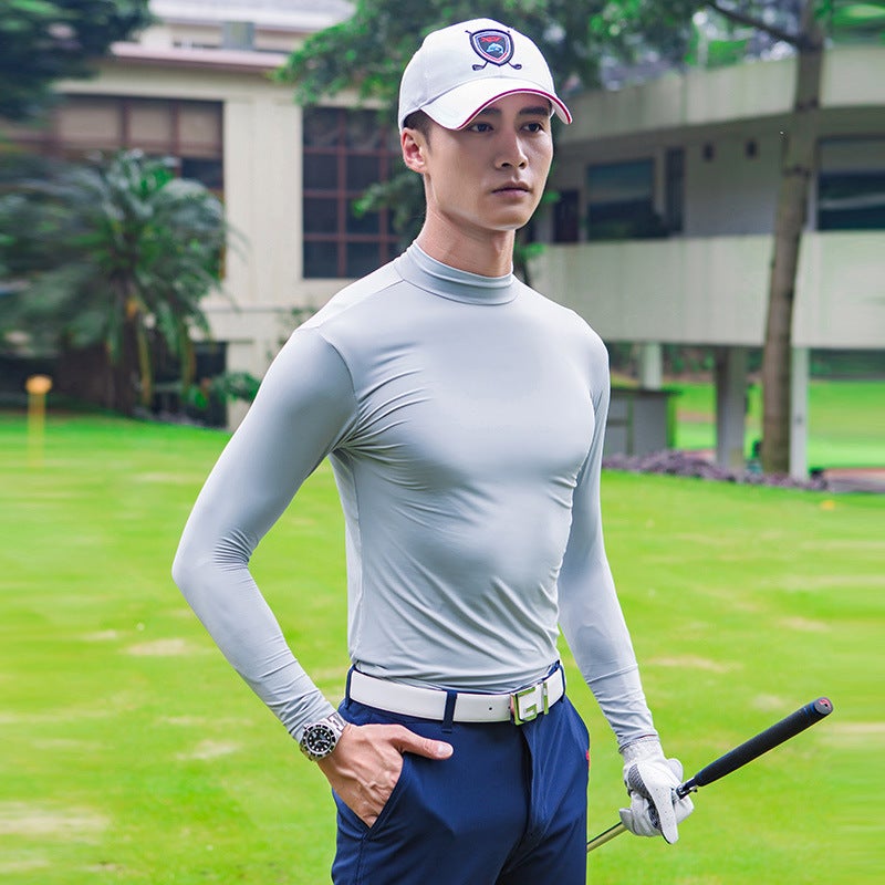 Generic TTYGJ Golf Clothing Mens Long-sleeved T-shirt Summer Sunscreen Ice Silk Clothes Lightweight Breathable Grey