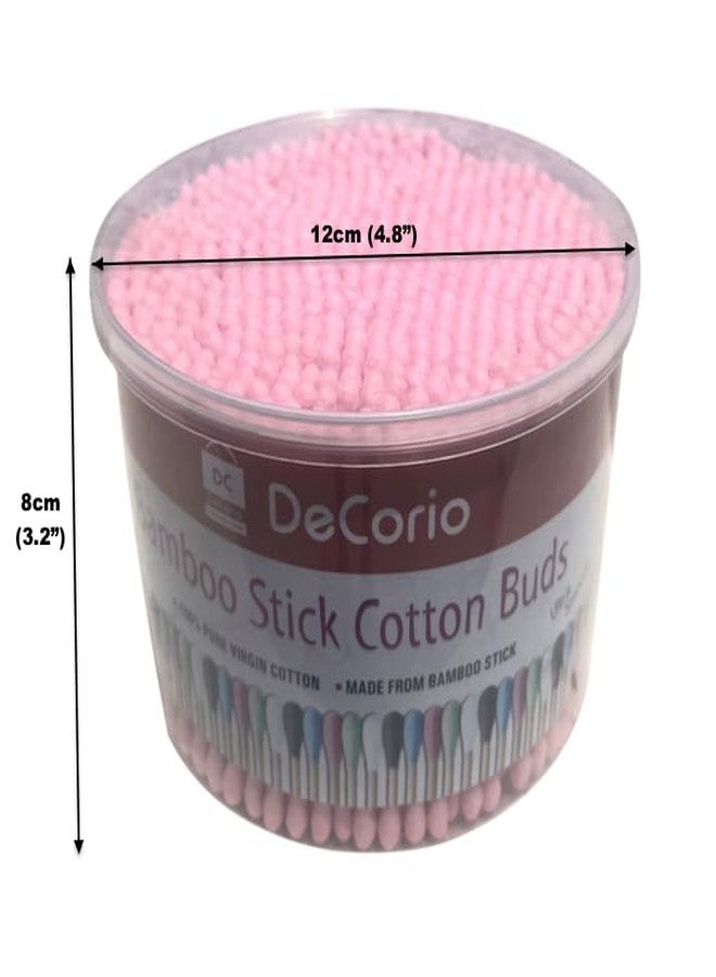 DC DECORIO- A UNIQUE PRODUCT RANGE أعواد قطنية مزدوجة الرأس من دي سي ديكوريو®، 500 قطعة/علبة، لتنظيف الأنف والأذنين، أدوات العناية الصحية، أعواد قطنية من الخيزران للاستخدام مرة واحدة، أعواد قطنية ناعمة للمكياج والتجميل (عبوة واحدة) (500 قطعة/وردي) - Image 2
