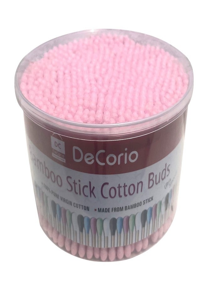 DC DECORIO- A UNIQUE PRODUCT RANGE أعواد قطنية مزدوجة الرأس من دي سي ديكوريو®، 500 قطعة/علبة، لتنظيف الأنف والأذنين، أدوات العناية الصحية، أعواد قطنية من الخيزران للاستخدام مرة واحدة، أعواد قطنية ناعمة للمكياج والتجميل (عبوة واحدة) (500 قطعة/وردي) - Image 1