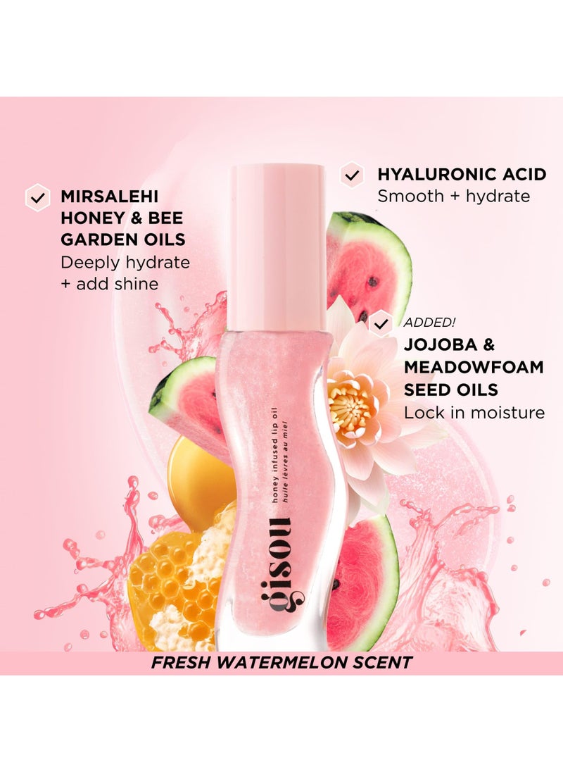 Gisou GISOU Honey Lip Oil – Watermelon Sugar (8ml) – Hydrating & Nourishing Lip Gloss with Mirsalehi Honey  - Image 3