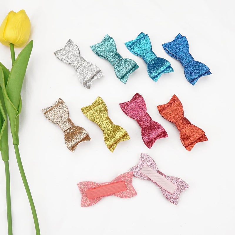 CellElection Baby Girls Pigtail Bows Sparkly Sequin Glitter Hair Bows With Alligator Clips Hair Barrettes Accessory for Girls Toddlers Kids Teens - Image 2