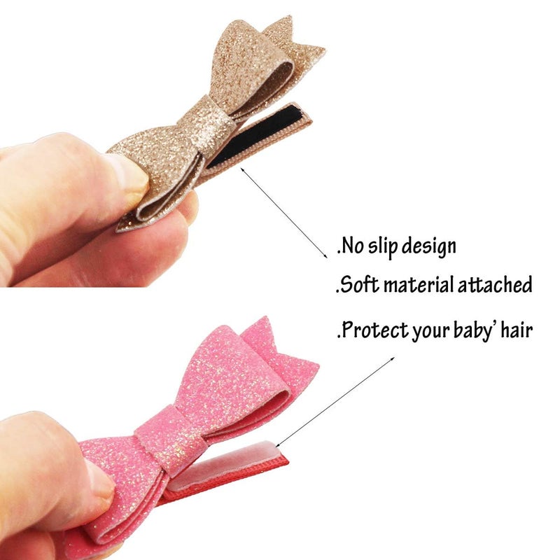 CellElection Baby Girls Pigtail Bows Sparkly Sequin Glitter Hair Bows With Alligator Clips Hair Barrettes Accessory for Girls Toddlers Kids Teens - Image 3