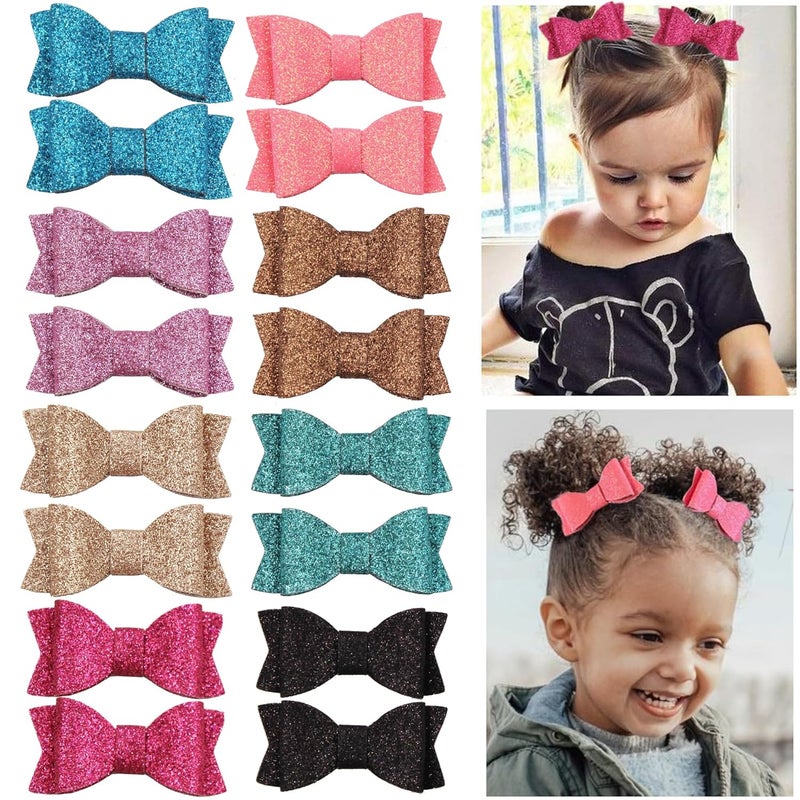 CellElection Baby Girls Pigtail Bows Sparkly Sequin Glitter Hair Bows With Alligator Clips Hair Barrettes Accessory for Girls Toddlers Kids Teens - Image 1