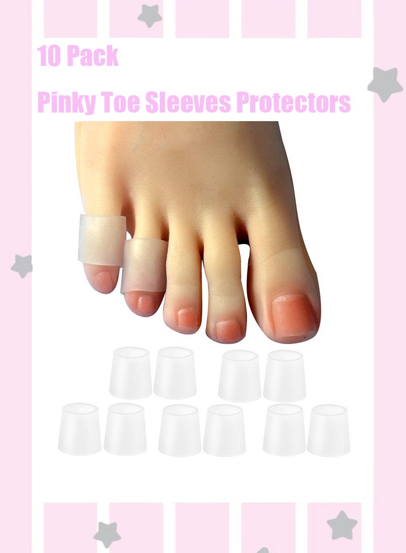 10 Pack Pinky Toe Sleeves Protectors, Toe Covers, Protect Toe from Rubbing, Ingrown Toenails, Corns, Blisters, Hammer Toes and Other Painful Toe Problems - Image 1