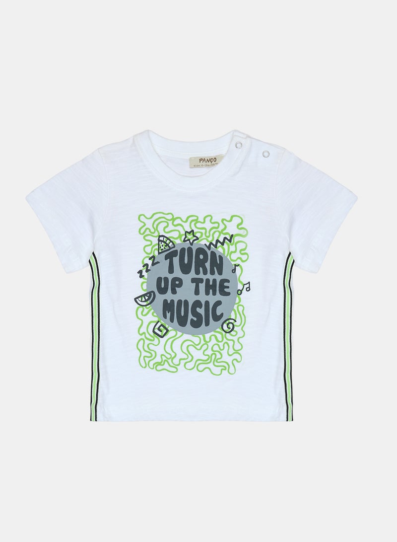 Panco Baby Boys MUSIC ON Printed Short Sleeve T-shirt - Image 1