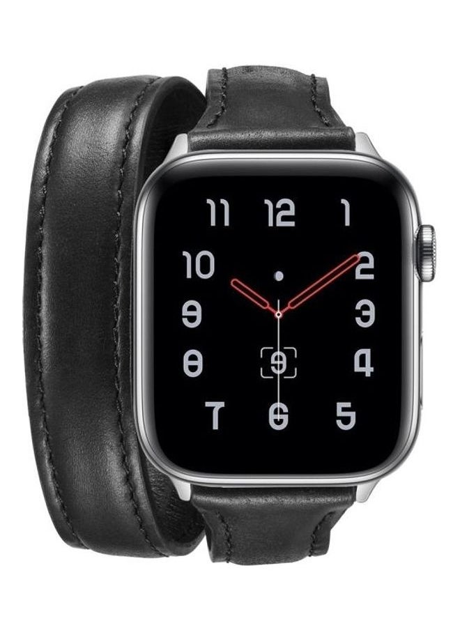 NIBEMINENT - Double Loop Replacement Wrist Strap Watchband For Apple Watch Series Wacth 5/4 40mm & 3/2/1 38mm Black - Image 1