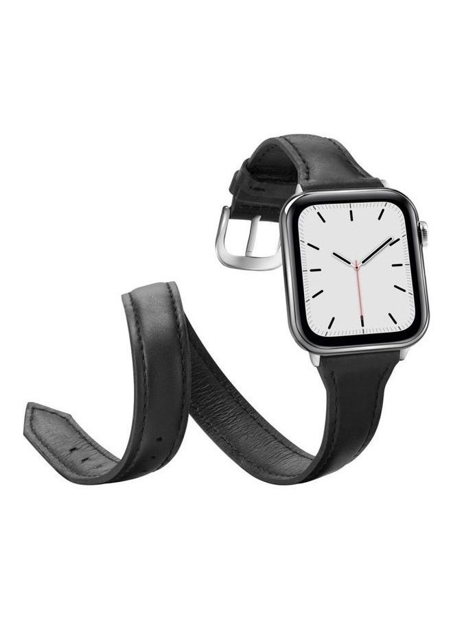 NIBEMINENT - Double Loop Replacement Wrist Strap Watchband For Apple Watch Series Wacth 5/4 40mm & 3/2/1 38mm Black - Image 1