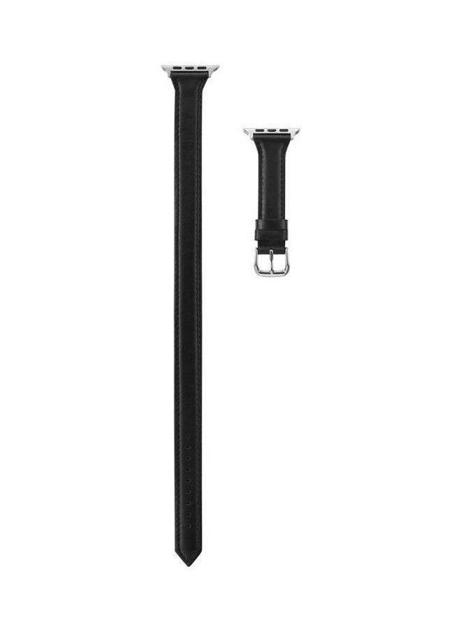 NIBEMINENT - Double Loop Replacement Wrist Strap Watchband For Apple Watch Series Wacth 5/4 40mm & 3/2/1 38mm Black - Image 1