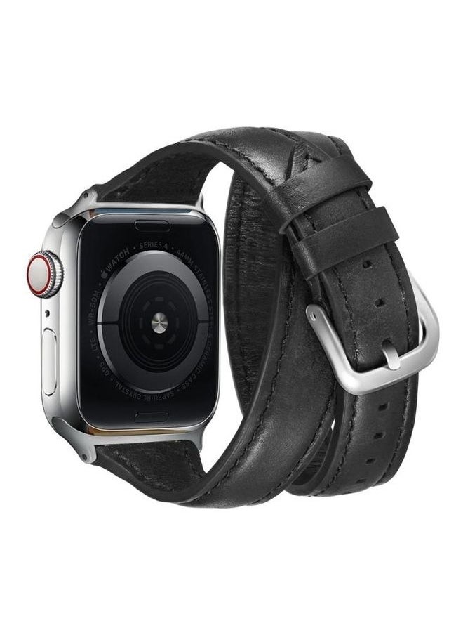 NIBEMINENT - Double Loop Replacement Wrist Strap Watchband For Apple Watch Series Wacth 5/4 40mm & 3/2/1 38mm Black - Image 1