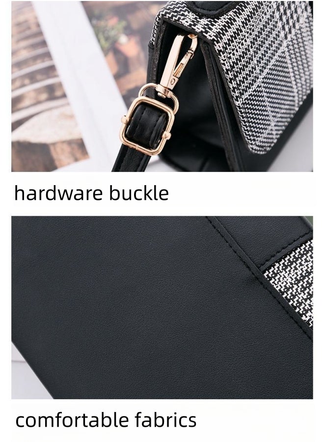 Women's Versatile Contrasting Plaid Shoulder Bag, Ladies PU Leather Crossbody Bag Side Bag Carry Bag, Daily Commuting Large-capacity Handbag Tote Bags Clutch Bag Satchel Bags for Girls/Students  - Image 3
