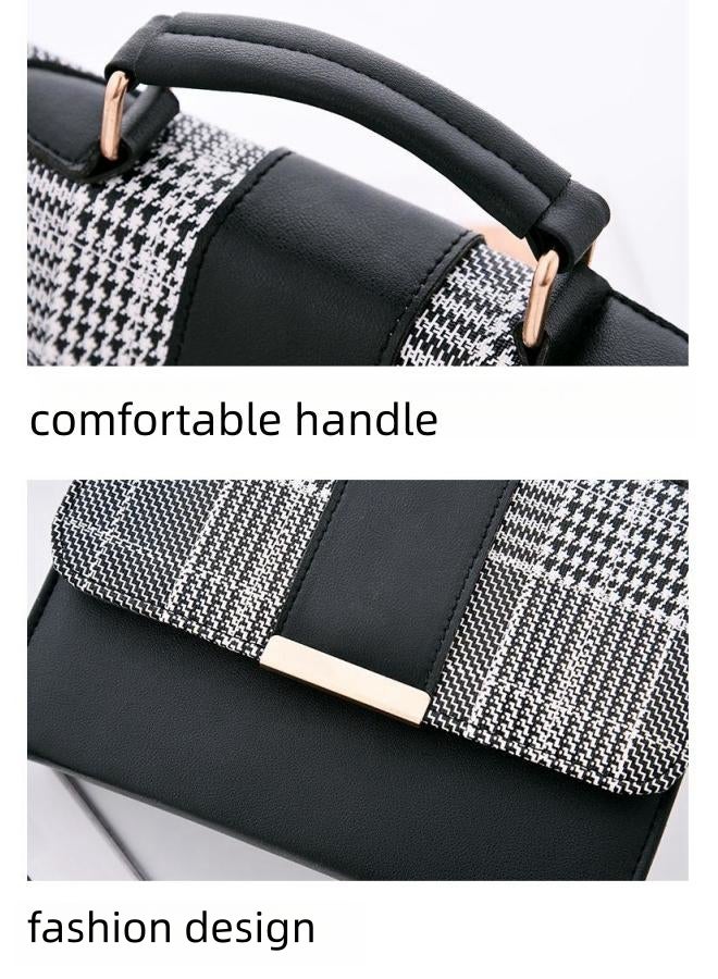 Women's Versatile Contrasting Plaid Shoulder Bag, Ladies PU Leather Crossbody Bag Side Bag Carry Bag, Daily Commuting Large-capacity Handbag Tote Bags Clutch Bag Satchel Bags for Girls/Students  - Image 2