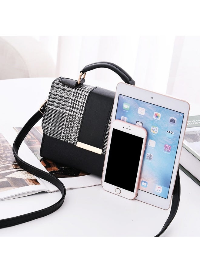 Women's Versatile Contrasting Plaid Shoulder Bag, Ladies PU Leather Crossbody Bag Side Bag Carry Bag, Daily Commuting Large-capacity Handbag Tote Bags Clutch Bag Satchel Bags for Girls/Students  - Image 4