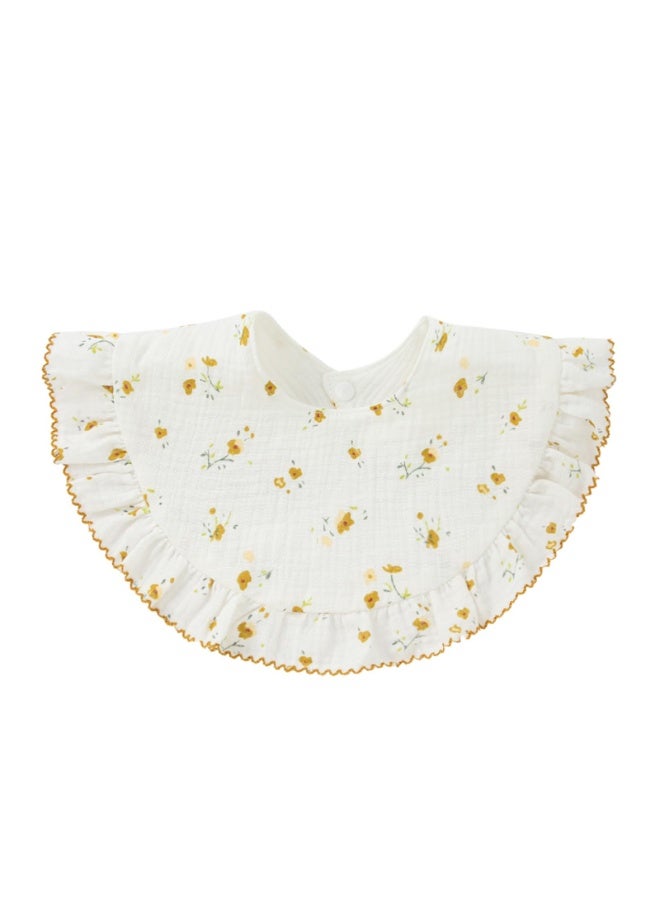 Baby Floral Ruffle Muslin Bandana Bibs, 360-Degree Rotatable Drool Bib Set for Boys & Girls, 4-Piece - Image 2
