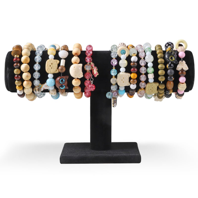 RingsTown T-Bar Bracelet Display Stand for Selling, Jewelry Storage, Bracelet Holder Stand, Earring, Bangle, Jewelry Business Supplies, Watch holder for Women & Men (Black Velvet) - Image 1