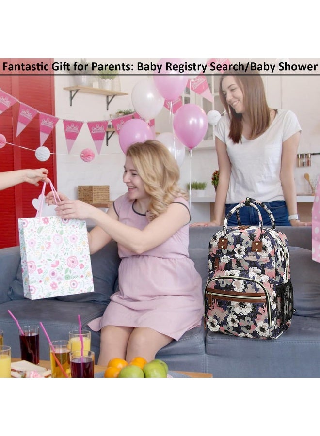Tenot Diaper Bag Backpack Tote for Women Large Capacity, Multifunctional Waterproof Baby Bag with Insulated Pockets For Baby Girl Boy Mama, Maternity Bag Floral Painting - Image 5