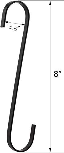 RuiLing 6-Pack 8 Inch Black Chrome Finish Steel Hanging Flat Hooks - S Shaped Hook Heavy-Duty S Hooks, for Kitchenware, Pots, Utensils, Plants, Towels, Gardening Tools, Clothes - Image 2