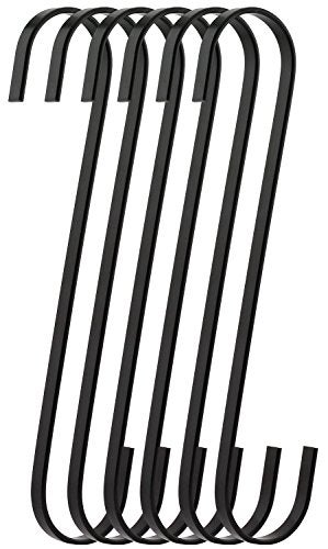 RuiLing 6-Pack 8 Inch Black Chrome Finish Steel Hanging Flat Hooks - S Shaped Hook Heavy-Duty S Hooks, for Kitchenware, Pots, Utensils, Plants, Towels, Gardening Tools, Clothes - Image 5