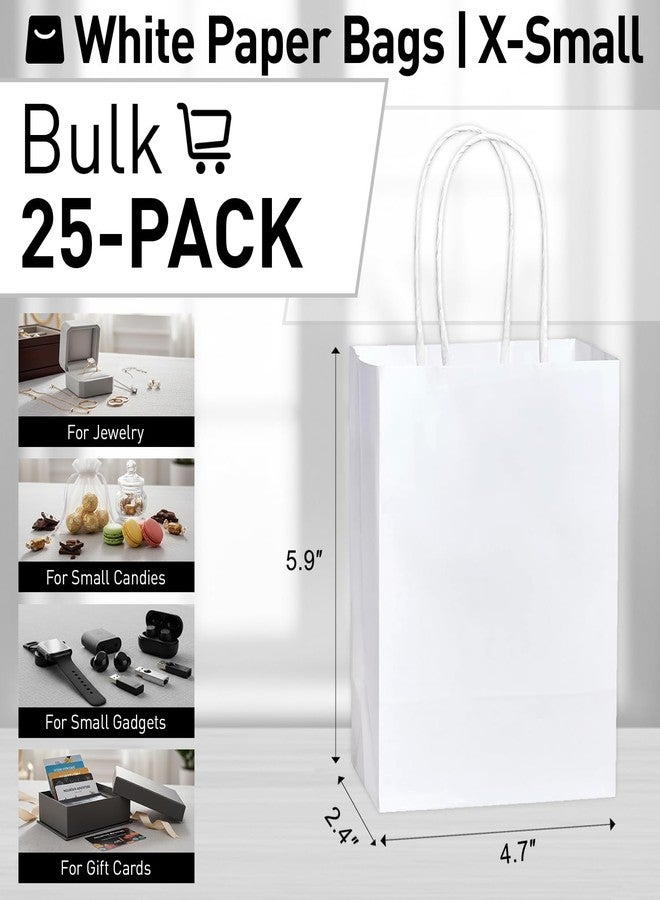 SUNCOLOR 25 Pieces 6 Inch Mini Goodie Bags Small White Gift Bags with Handles for Party Favors, Birthday Treats, and Weddings - Image 2