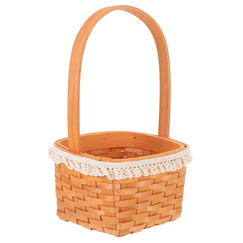Small Woven Flower Basket With Handle For Home Picnic Wedding Storage Organizer - Image 2