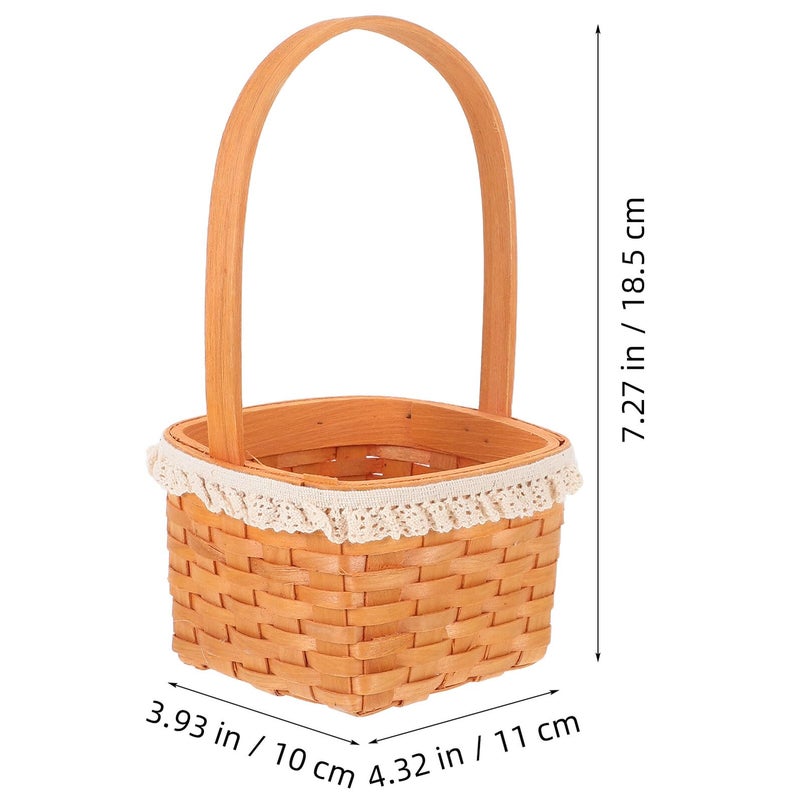 Small Woven Flower Basket With Handle For Home Picnic Wedding Storage Organizer - Image 3
