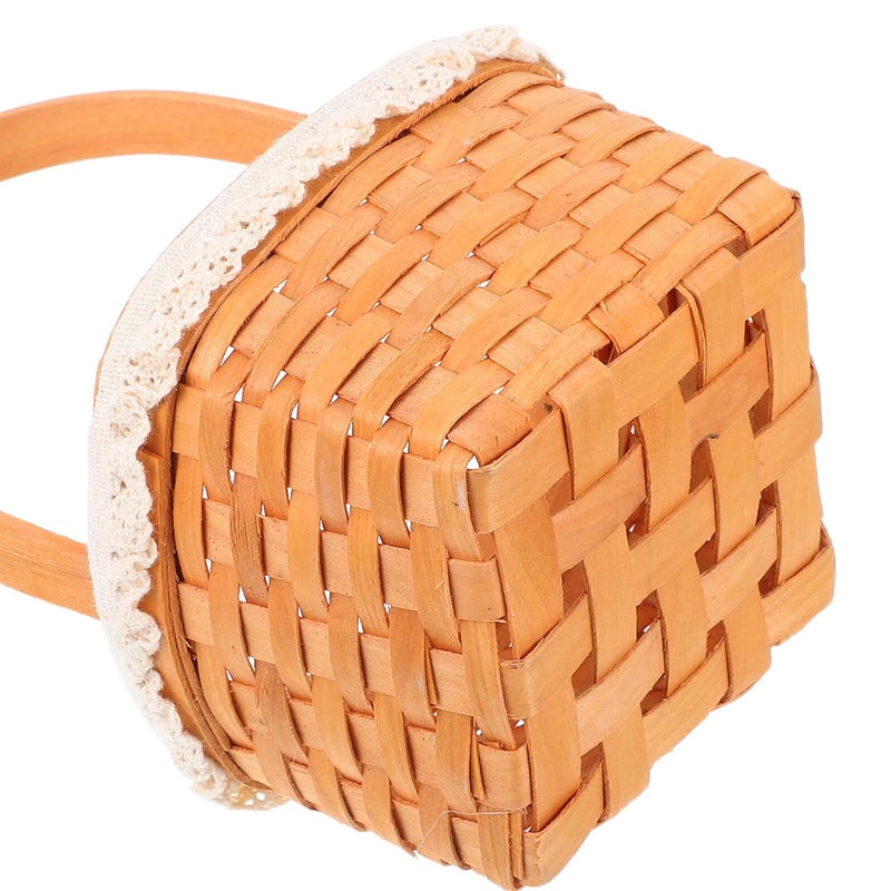 Small Woven Flower Basket With Handle For Home Picnic Wedding Storage Organizer - Image 4