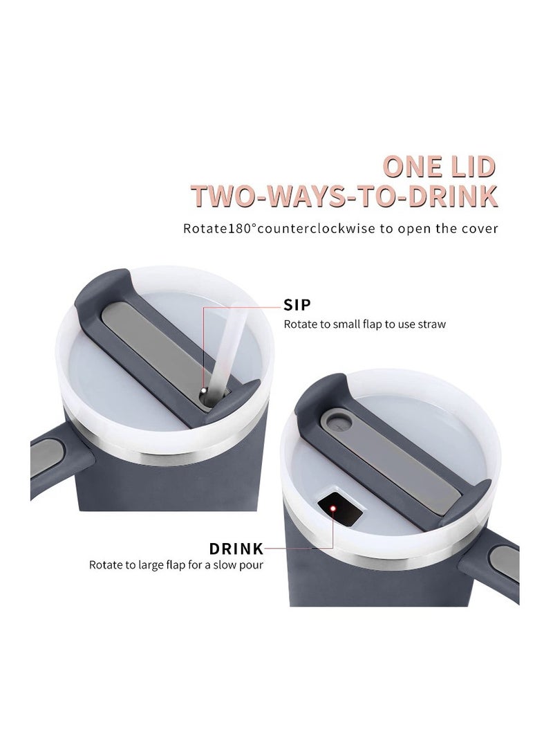 Unique Home UHM Premium Quality Stanley Style Stainless-Steel Vacuum-Insulated Tumbler with Handle & Straw - 1L/40 oz | Splash-Proof Screw-Top Lid | Keeps Drinks Hot 8 hrs/Cold 24 hrs | BPA-Free, Dishwasher-Safe Reusable Travel Mug (Black) - Image 5