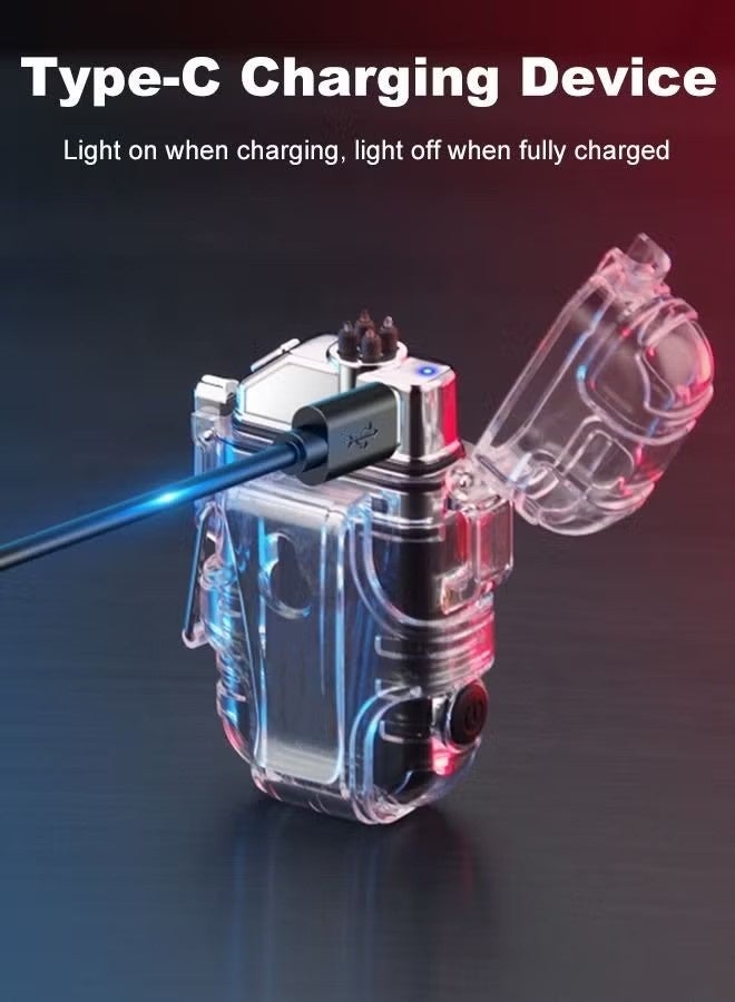 ريويل Lighter Electric Lighter USB Type C Rechargeable Lighter Dual Arc Lighter Waterproof Windproof Flameless Lighter with Flashlight for Candle Camping Hiking Adventure Black - Image 4