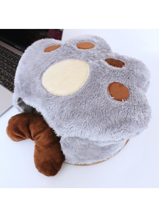 Winter Computer USB Heating Hand Warmer Heated Mouse Pad Cartoon Warm Mouse Pad Heated Hand Warmer Wrist Mouse-Color:Gray Bear Paw - One Body [add An Extra Heating Piece] - Image 1