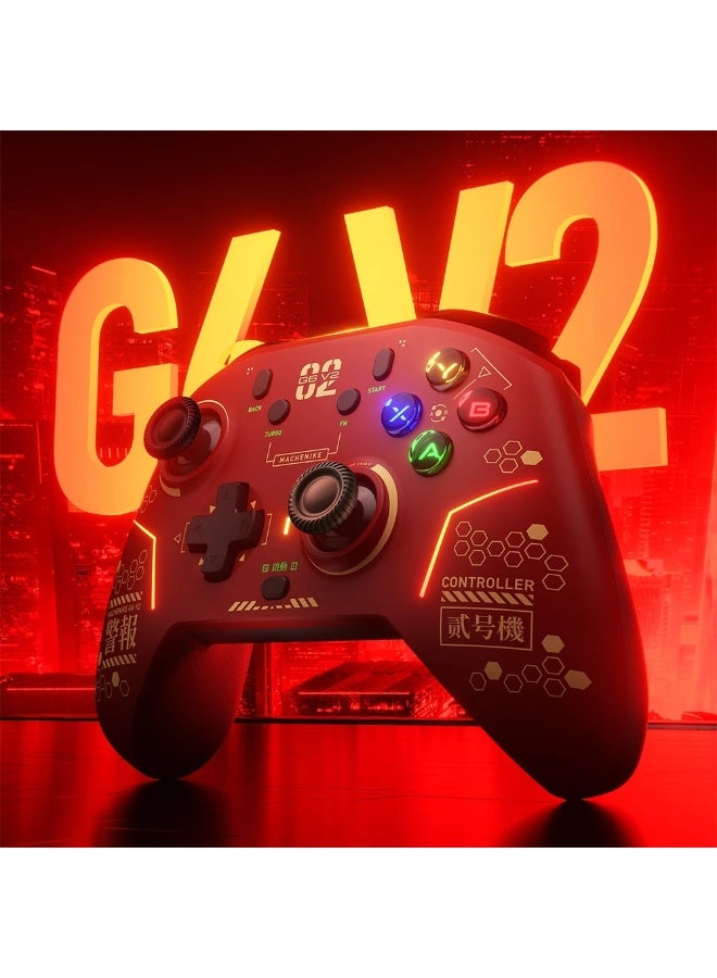 Machenike G6 V2 Wireless Gaming Controller, Tri-Mode Bluetooth 5.0, 2.4GHz & Wired Gamepad, Force-Tuned TMR Hall-Effect Joysticks & TMR Triggers, ABXY Auto-Switch, RGB Backlight, Compatible with PC, Nintendo Switch, Android & iOS - Image 2