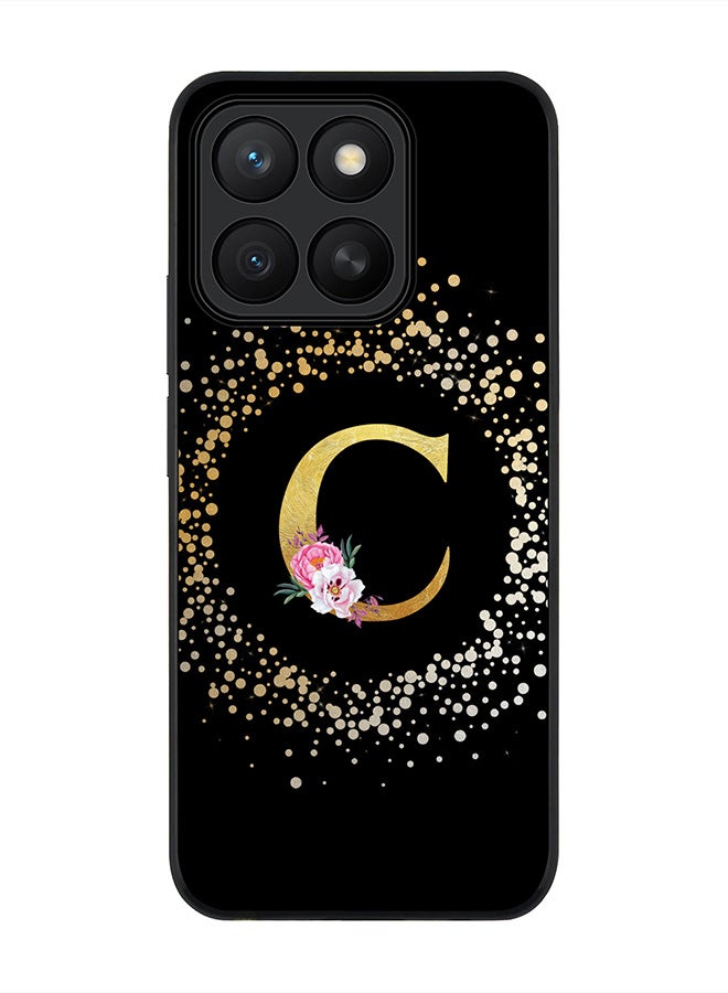 Stylizedd For Honor X8c Case,Slim fit Camera Protection, Shockproof Thin Phone cover  - Custom Monogram Floral - C ( Black )