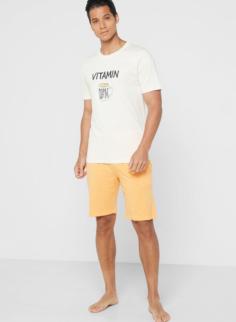 سفنتي فايف طقم بيجاما ( تيشيرت وشورت) - Image 1