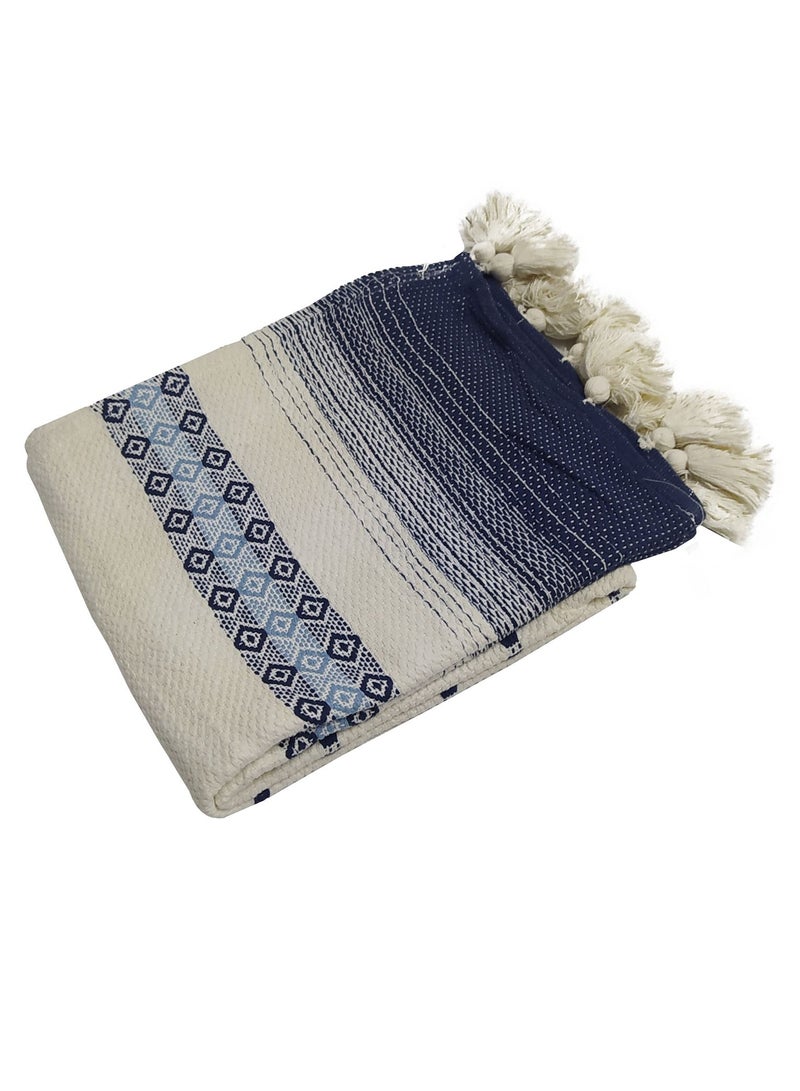 Handloom Cotton Bed Blanket Size 127 x 153 cm with an Elegant Design to Add a Touch of Luxury to Your Home. - Image 1