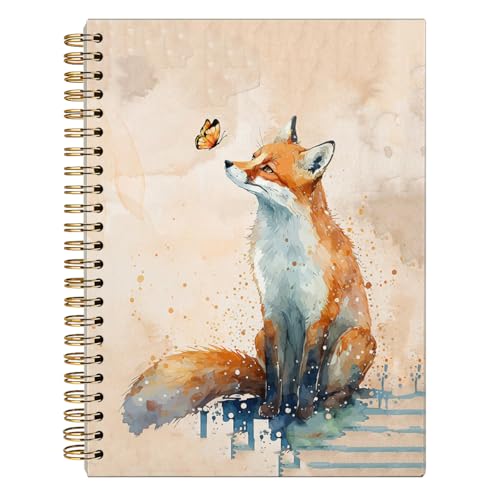 FLVGE Fox Spiral Notebook Journal, Fox Gifts, Cute Notebooks for Women Girls Fox Lovers, College Ruled Hardcover Spiral Notebook Journal for Work Notes Journaling 5.5x8.3 - Image 1