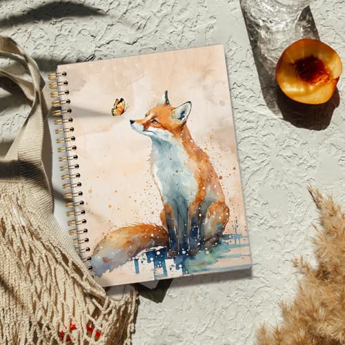 FLVGE Fox Spiral Notebook Journal, Fox Gifts, Cute Notebooks for Women Girls Fox Lovers, College Ruled Hardcover Spiral Notebook Journal for Work Notes Journaling 5.5x8.3 - Image 5