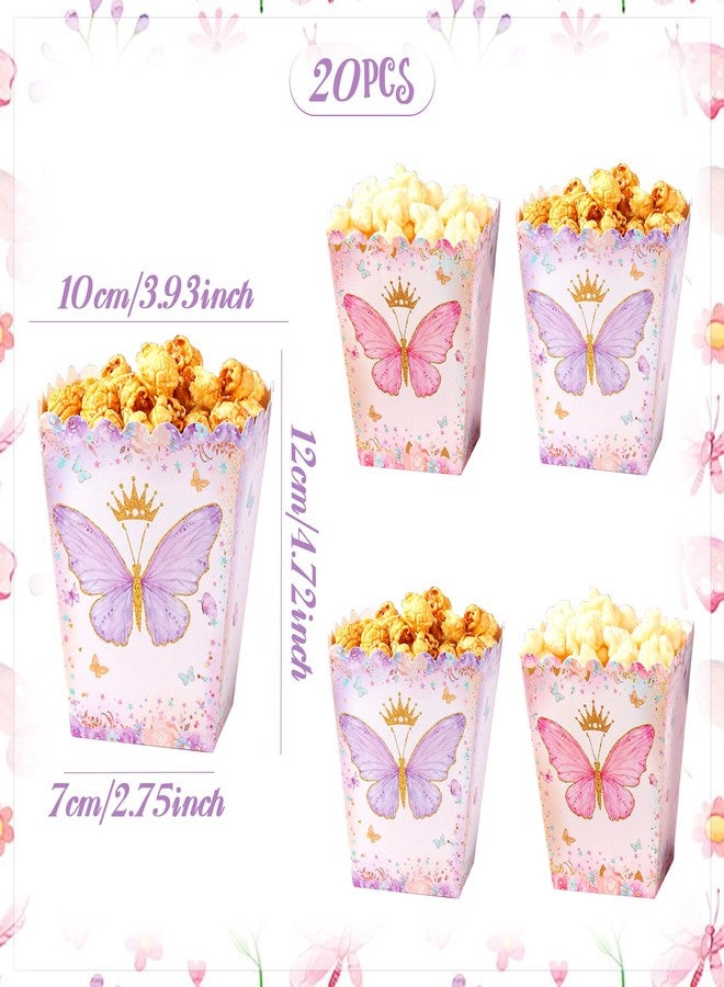 Roaring Good Time 20PCS Floral Butterfly Popcorn Boxes Favor Candy Goodies Treats Boxes Princess Party Goodies Boxes for Butterfly Party Decorations Baby Shower Wedding Bridal Shower Supplies - Image 3
