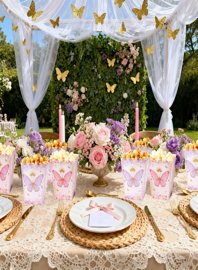 Roaring Good Time 20PCS Floral Butterfly Popcorn Boxes Favor Candy Goodies Treats Boxes Princess Party Goodies Boxes for Butterfly Party Decorations Baby Shower Wedding Bridal Shower Supplies - Image 5
