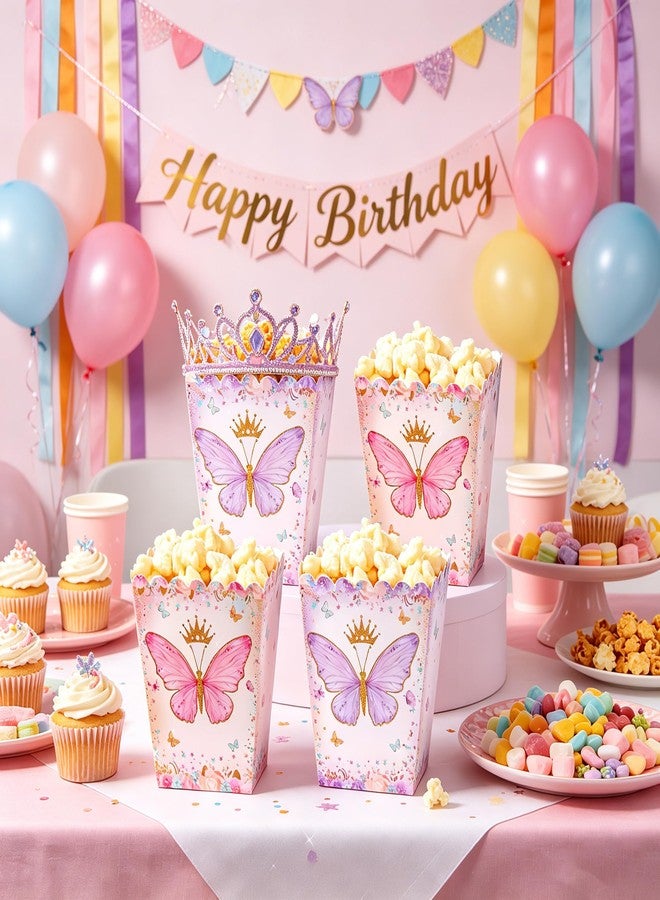 Roaring Good Time 20PCS Floral Butterfly Popcorn Boxes Favor Candy Goodies Treats Boxes Princess Party Goodies Boxes for Butterfly Party Decorations Baby Shower Wedding Bridal Shower Supplies - Image 2