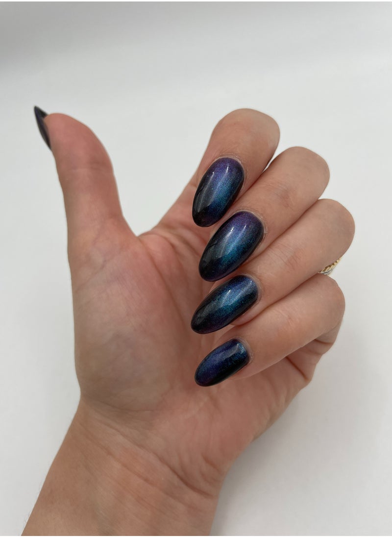 Remy Belle Gel Nail Polish Cat Eye Blue with Magnet Stick 11ml Requires Curing Under UV LED Lamp and a Dark Base To Obtain Effect Pictured  - Image 3