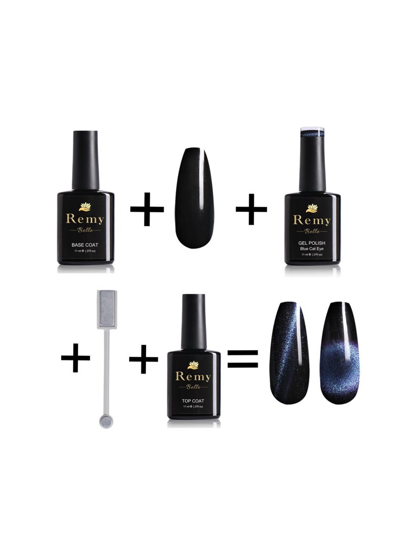 Remy Belle Gel Nail Polish Cat Eye Blue with Magnet Stick 11ml Requires Curing Under UV LED Lamp and a Dark Base To Obtain Effect Pictured  - Image 2