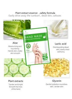 Captaintech Moisturiser Gloves, 3Pcs Hand Masks for Dry Hands, Plant Extracts for Dry, Aging, Cracked Hands Intense Skin Nutrition Hand Cream Mask, Whitening and Anti aging, Repair Rough Skin (Aloe Vera)  - Image 5