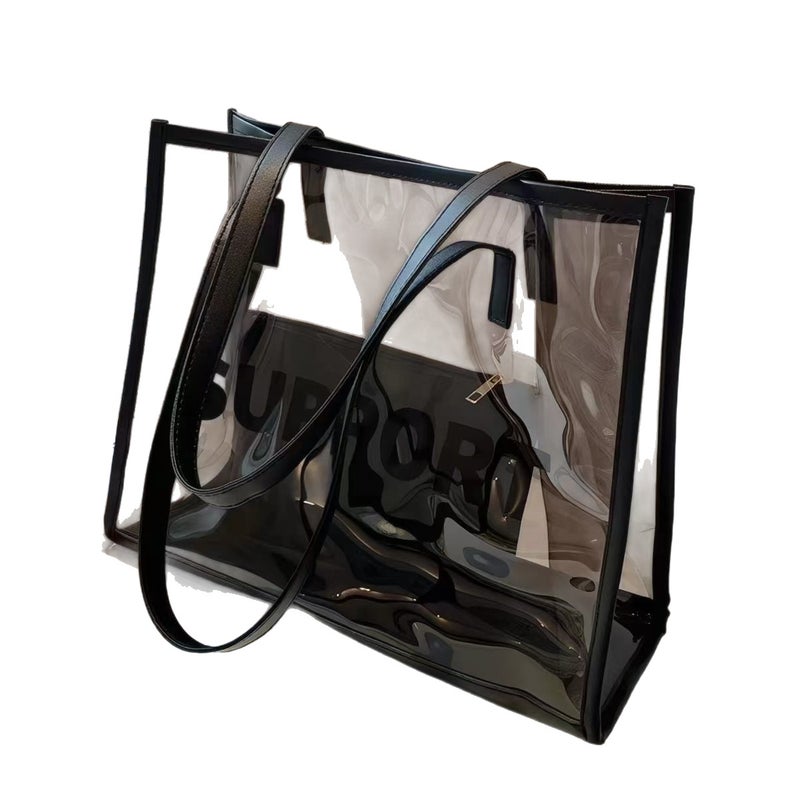 حقيبة توت PVC للنساء 2025 بطباعة حروف حقيبة كتف جيلي - Image 4
