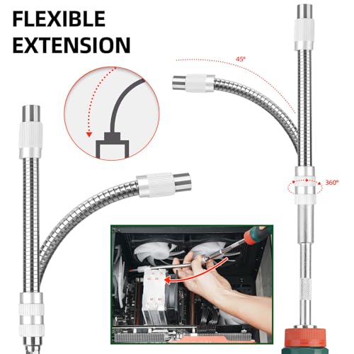 STARTRUAL 43Piece Ratcheting Flexible Screwdriver Set Premium S2 Bits Flexible extension and Adapter with Storage Case for DIY Home Repair Computer Bicycle for Tight Spaces - Image 3