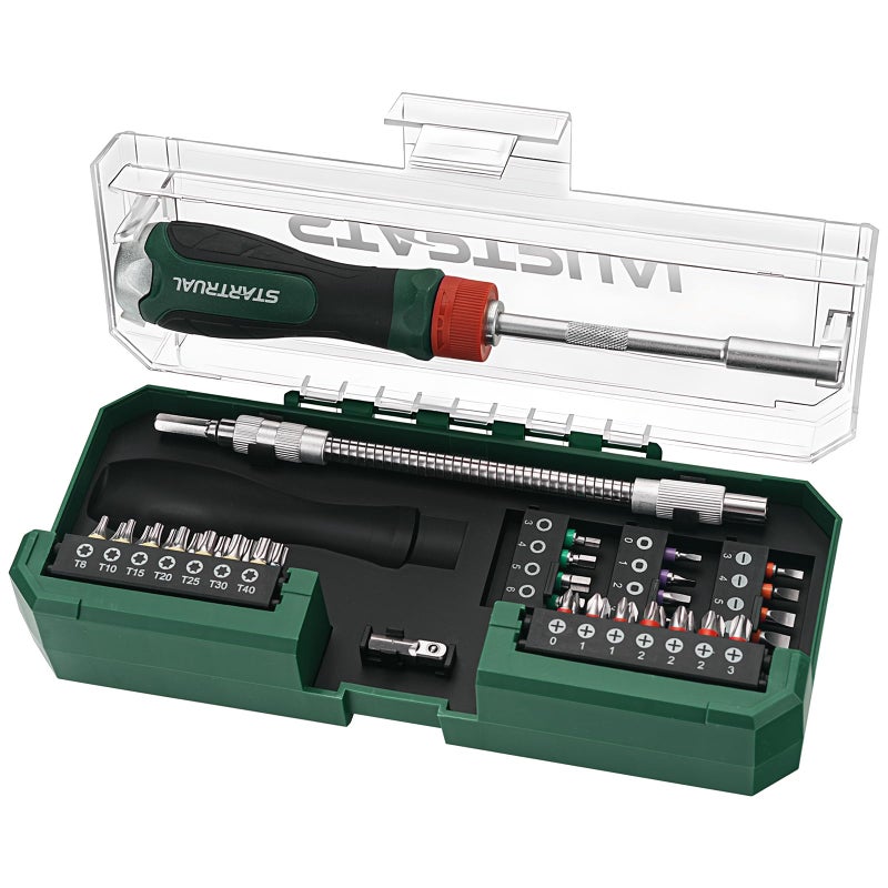 STARTRUAL 43Piece Ratcheting Flexible Screwdriver Set Premium S2 Bits Flexible extension and Adapter with Storage Case for DIY Home Repair Computer Bicycle for Tight Spaces - Image 2