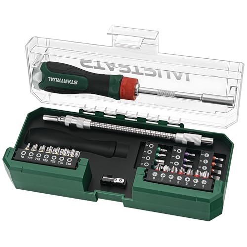STARTRUAL 43Piece Ratcheting Flexible Screwdriver Set Premium S2 Bits Flexible extension and Adapter with Storage Case for DIY Home Repair Computer Bicycle for Tight Spaces - Image 1