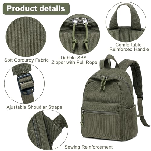 BTOOP Mini Backpack Women Girls Cute Corduroy Small Backpacks Purse Little Shoulder Bags for Teens Adult Casual Travel Daypack - Image 5
