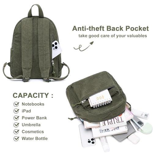 BTOOP Mini Backpack Women Girls Cute Corduroy Small Backpacks Purse Little Shoulder Bags for Teens Adult Casual Travel Daypack - Image 3