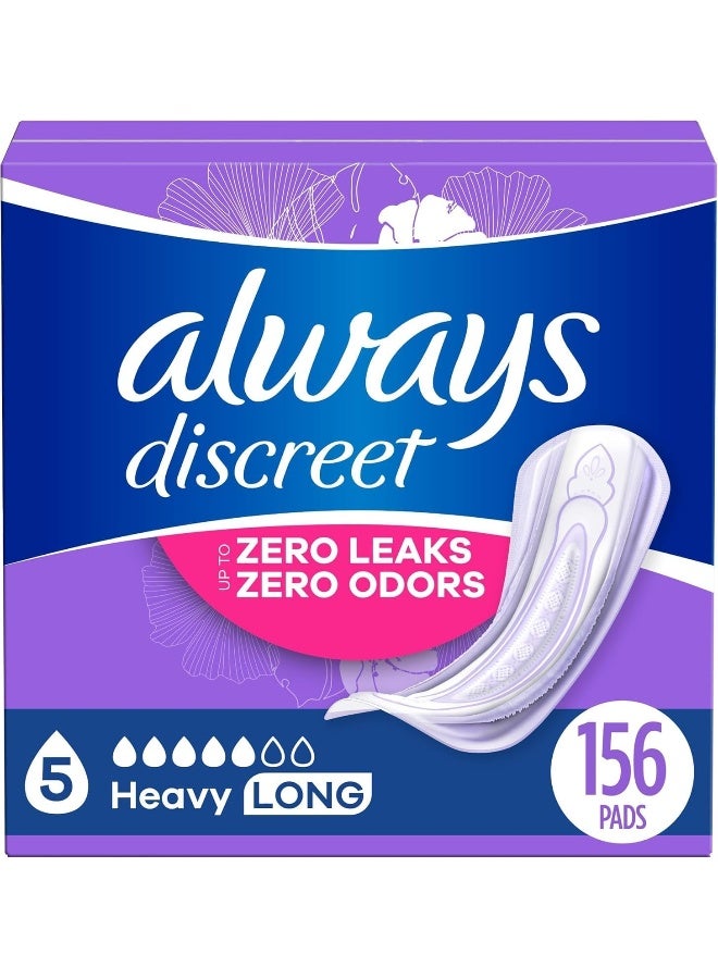 Always Discreet Adult Incontinence Pads for Women, Heavy Absorbency, Long Length, Postpartum Pads, 156 CT - Image 1